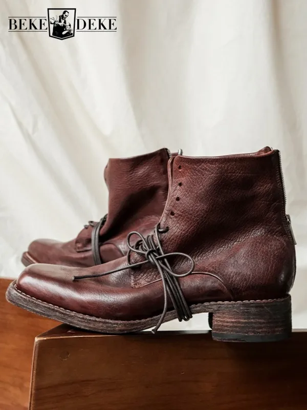 Men'S Shoes Height Increase - Retro mode herenlaarzen met ritssluiting, echt