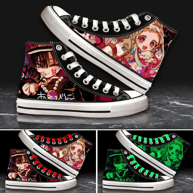 Canvas Sneaker High - Anime Wc-Gebonden Hanako-Kun 3D Nachtverlichting Gymschoenen