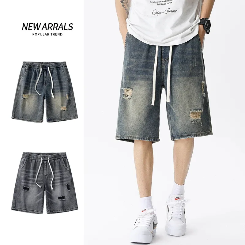 Men'S Shoes With Jeans - Zomer Dunne Denim Shorts Heren Retro