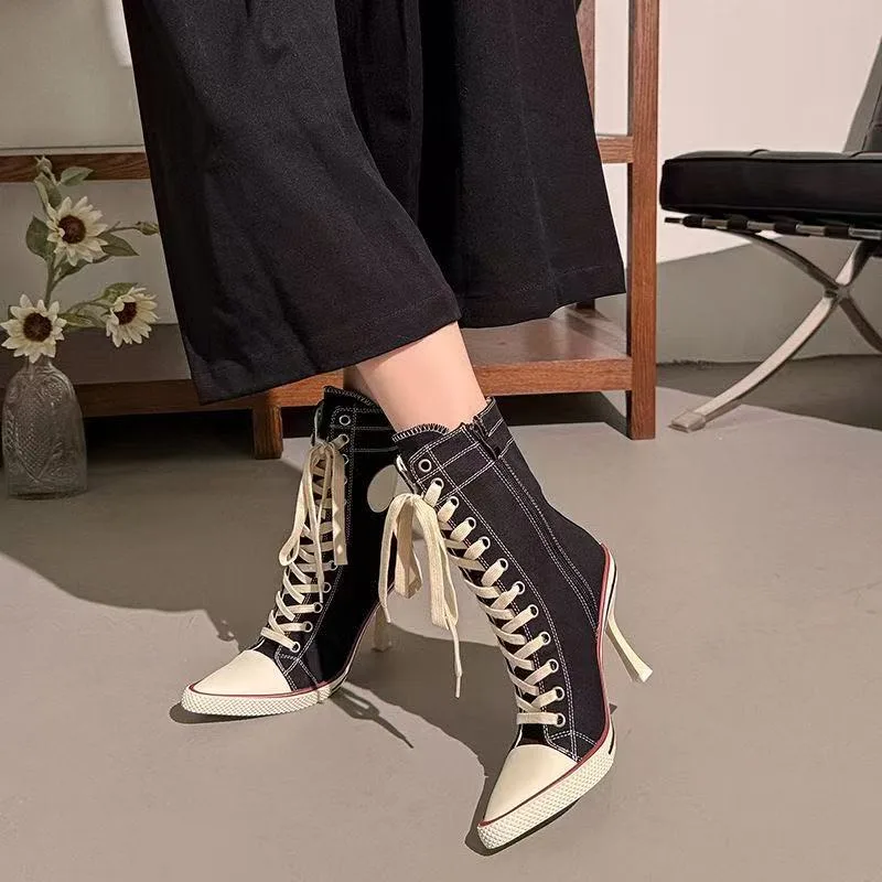 Canvas Sneaker High - Y2K Meisjesschoenen Designer Hoge Hakken Sport