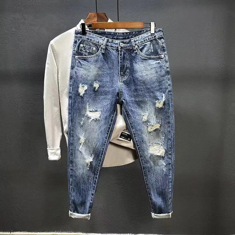 Men'S Shoes With Jeans - Negen-Punt Jeans Met Gaten Voor Mannen