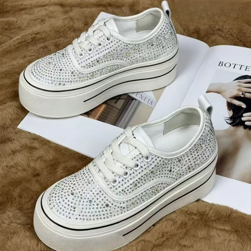 Canvas Sneaker High - Mode Damesschoenen Luxe Strass Casual Schoenen