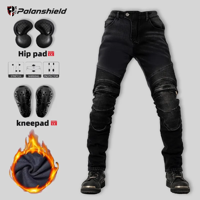 Men'S Shoes With Jeans - Wintermotorbroek warme heren Kevlar Jeans Outdoor