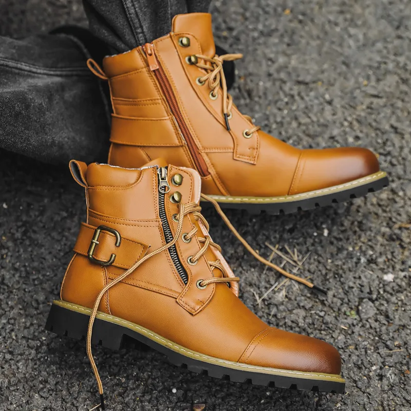 Men Shoes Oxford - Kwaliteit Mannen Leren Laarzen Metalen Dubbele
