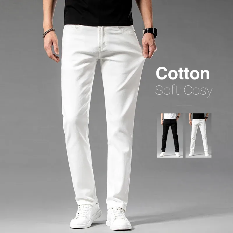 Men'S Shoes With Jeans - Witte Zomer Slanke Jeans Voor Heren