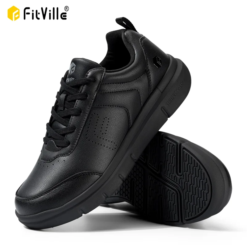Men'S Shoes For Wide Feet - FitVille Casual leren herenschoenen Brede wandelschoenen