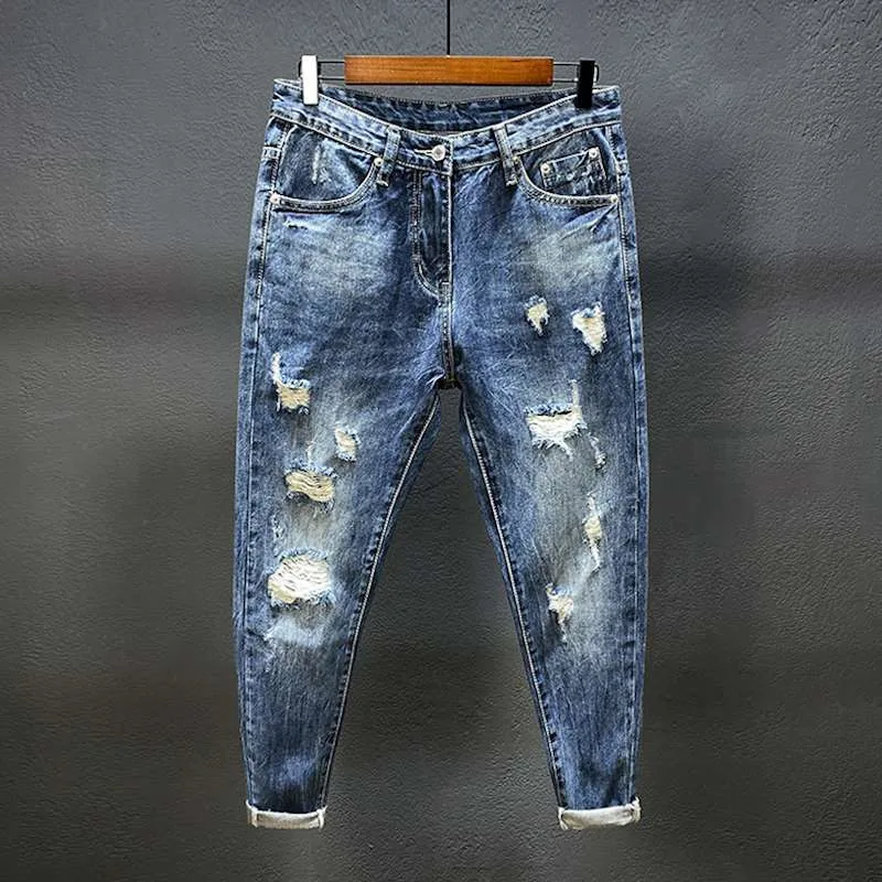 Negen-Punt Jeans Met Gaten Voo - Men'S Shoes With Jeans recensie en prijs