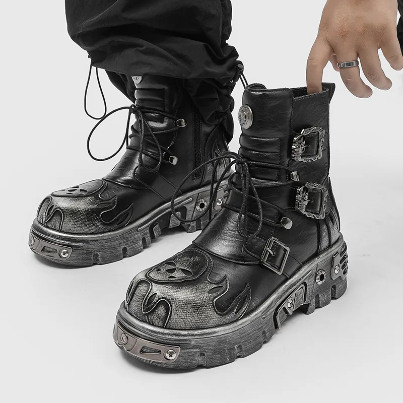 Punkstijl Retro Cool Skull Fla - Men'S Shoes Height Increase recensie en prijs