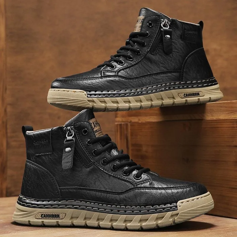 Heren lederen hoge enkellaarze - Men Shoes Boots recensie en prijs
