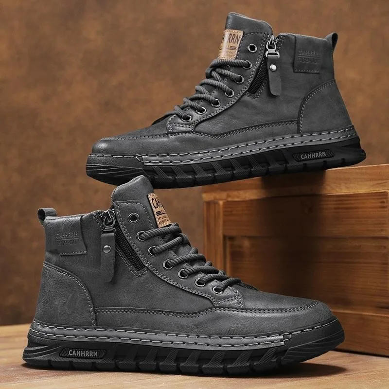 Heren lederen hoge enkellaarze - Men Shoes Boots recensie en prijs