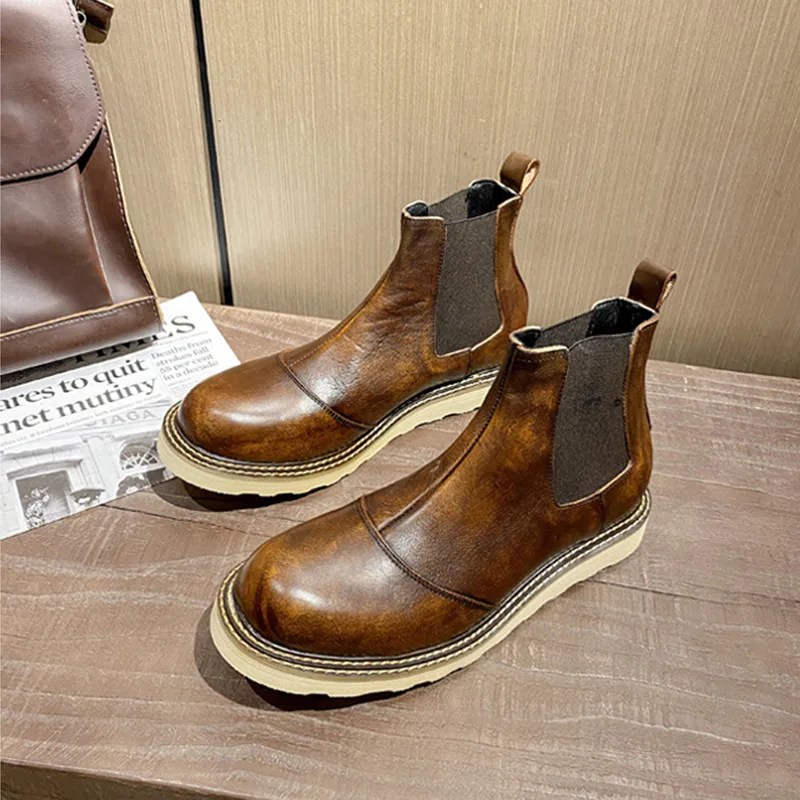 Retro lederen Chelsea-laarzen  - Men Shoes Oxford recensie en prijs