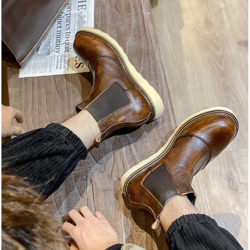 Retro lederen Chelsea-laarzen  - Men Shoes Oxford recensie en prijs