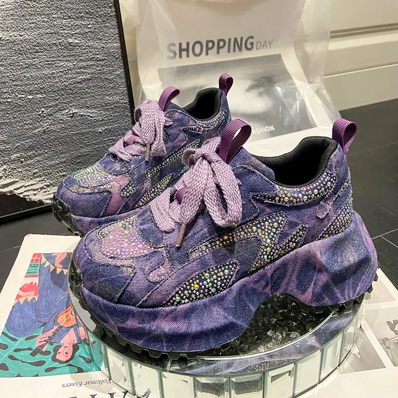 7CM Vrouwen Zilver Kristal Cas - Canvas Sneaker High recensie en prijs