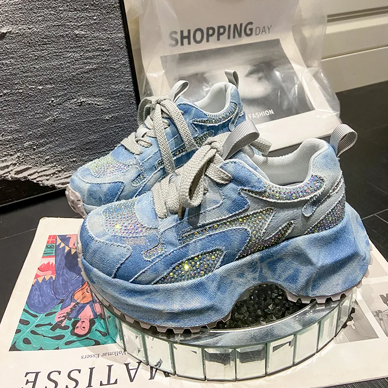 7CM Vrouwen Zilver Kristal Cas - Canvas Sneaker High recensie en prijs