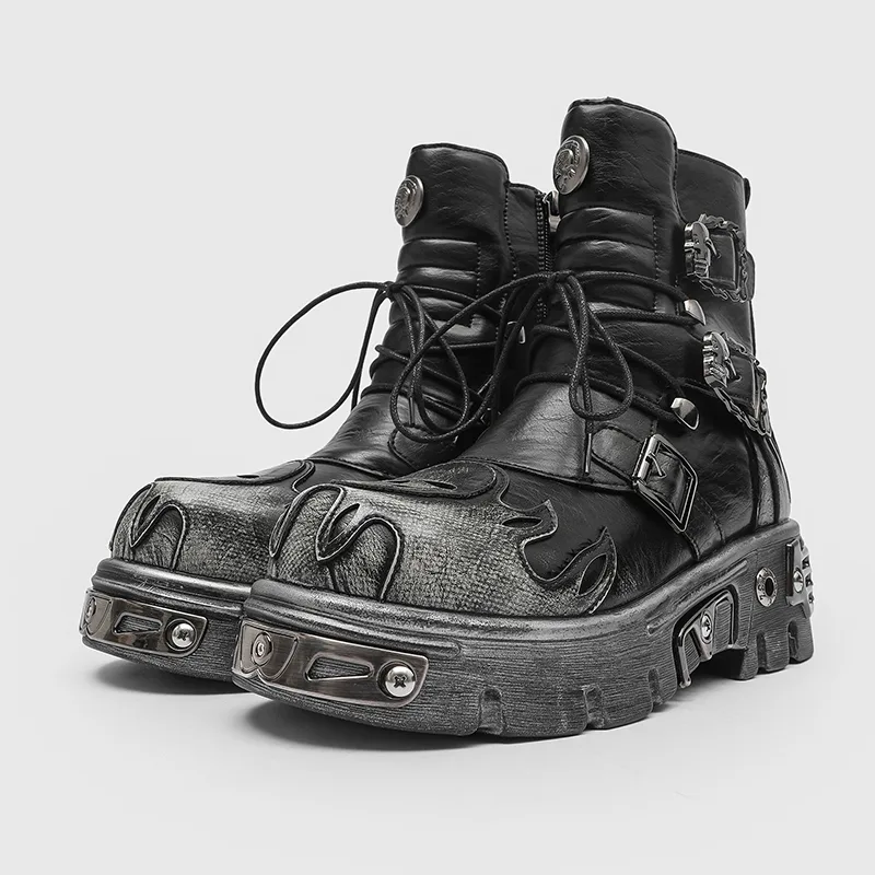 Heren hoge motorlaarzen in pun - Men'S Shoes Height Increase recensie en prijs
